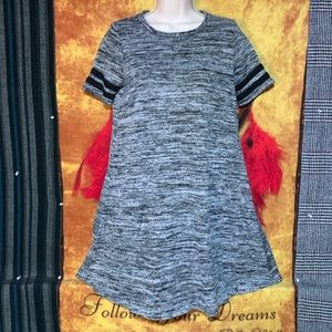 BOBEAU-women’s gray short sleeve mid-length slip-9’ shirt dress